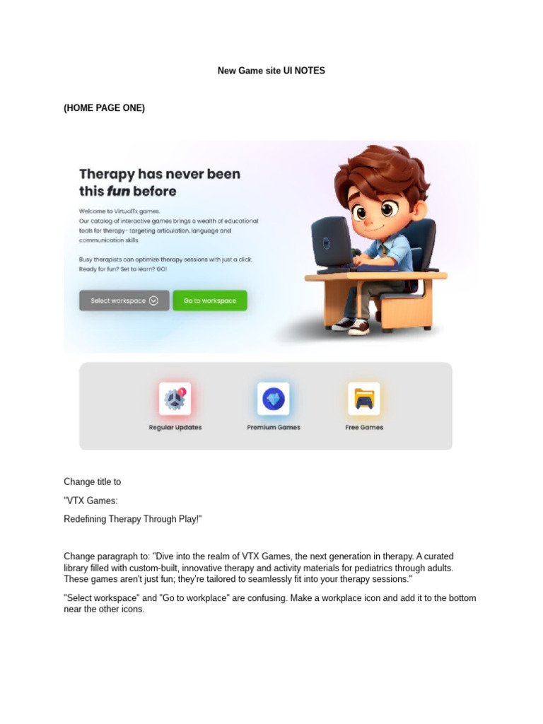 VTX Games UI Update Notes for Therapy | PDF | Computing | Software