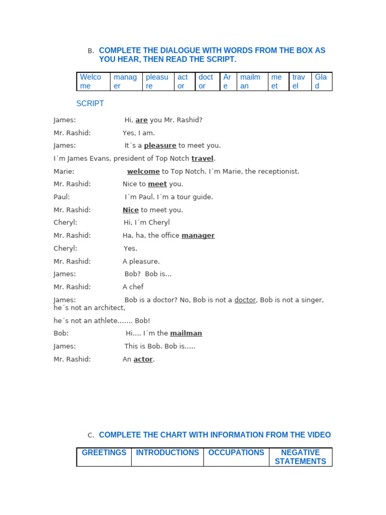 Dialogue Completion and Verb Exercises | PDF | Linguistics | Grammar