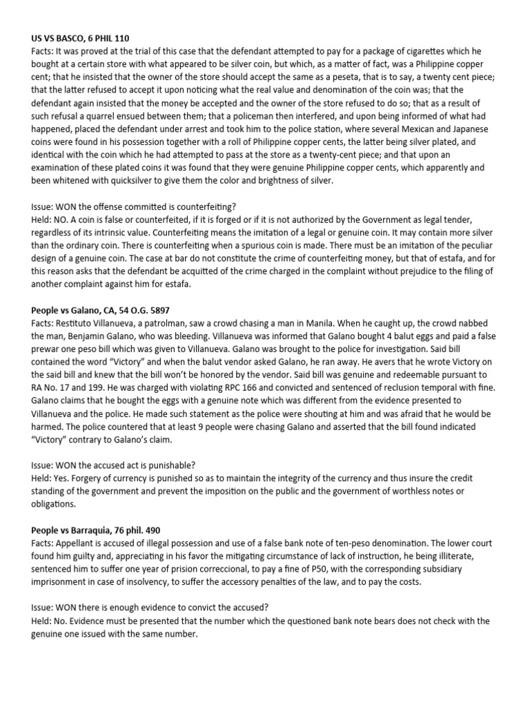Counterfeiting and Forgery Cases in the Philippines | PDF | Testimony ...