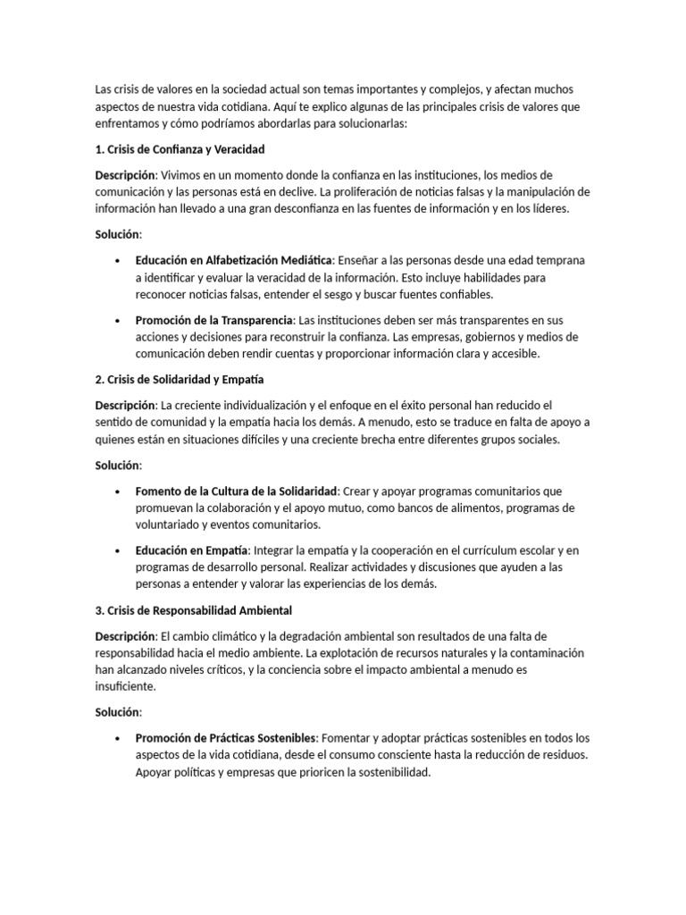 Las Crisis de Valores en La Sociedad | PDF | Igualdad de género ...