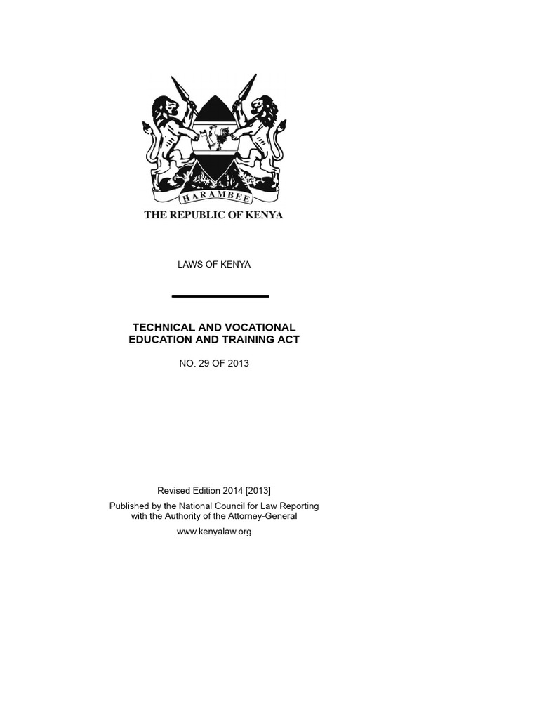 TVET Act 2013 Overview and Provisions | PDF | Vocational Education ...