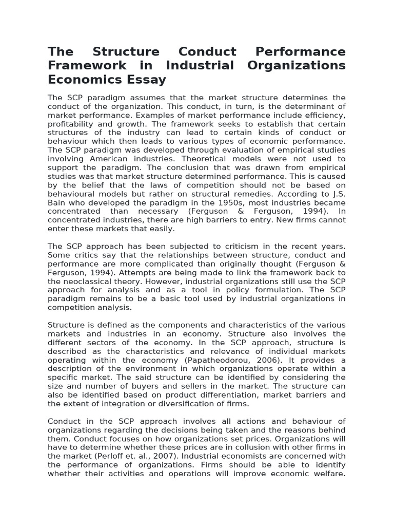 Lecture 2 The Structure Conduct Performance Framework | PDF | Market ...