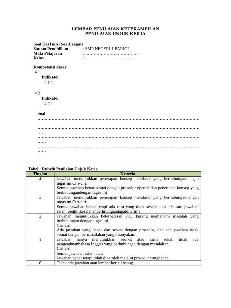 LPK Unjuk Kerja | PDF