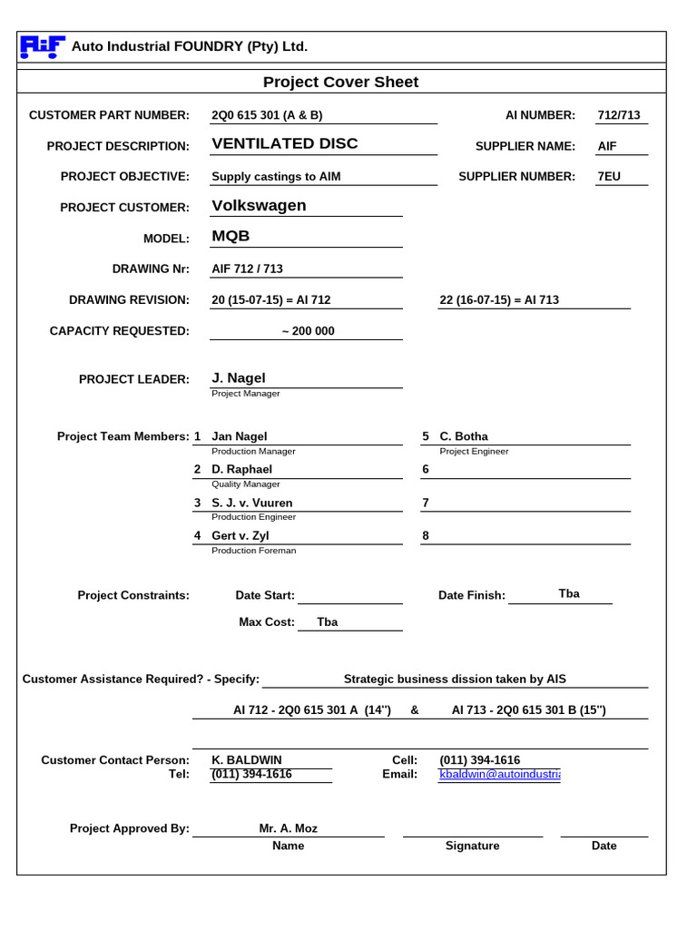Volkswagen Ventilated Disc Project Overview | PDF | Business Process ...