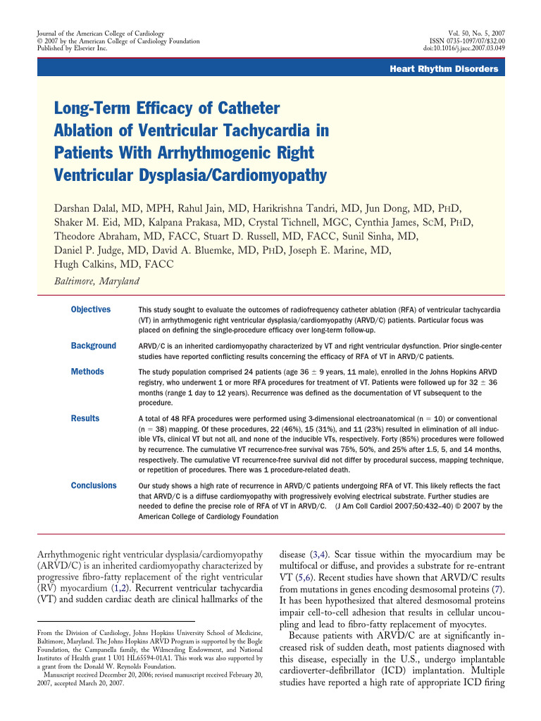 Long Term Efficacy of Catheter Ablation | PDF | Cardiovascular System ...