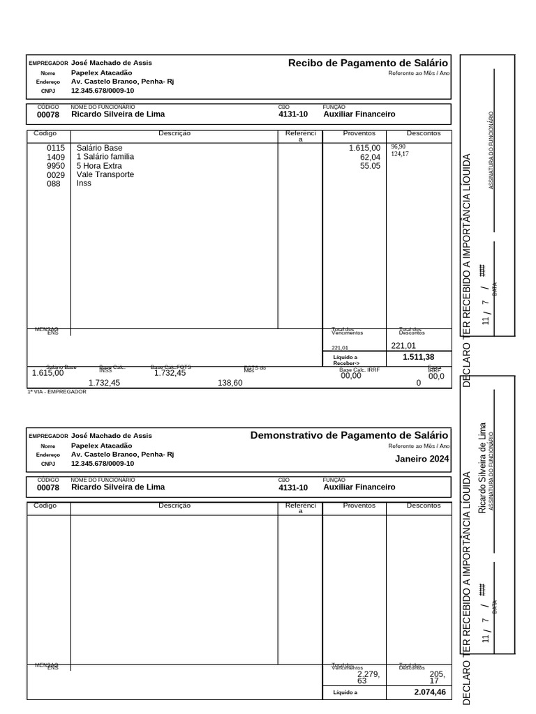 Modelos de Contracheque Editáveis | PDF | Relações industriais ...