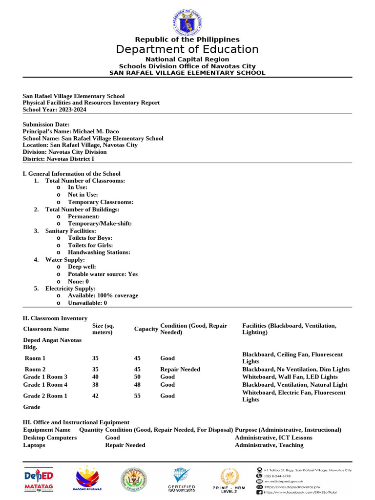 San Rafael Village School Facilities Report | PDF