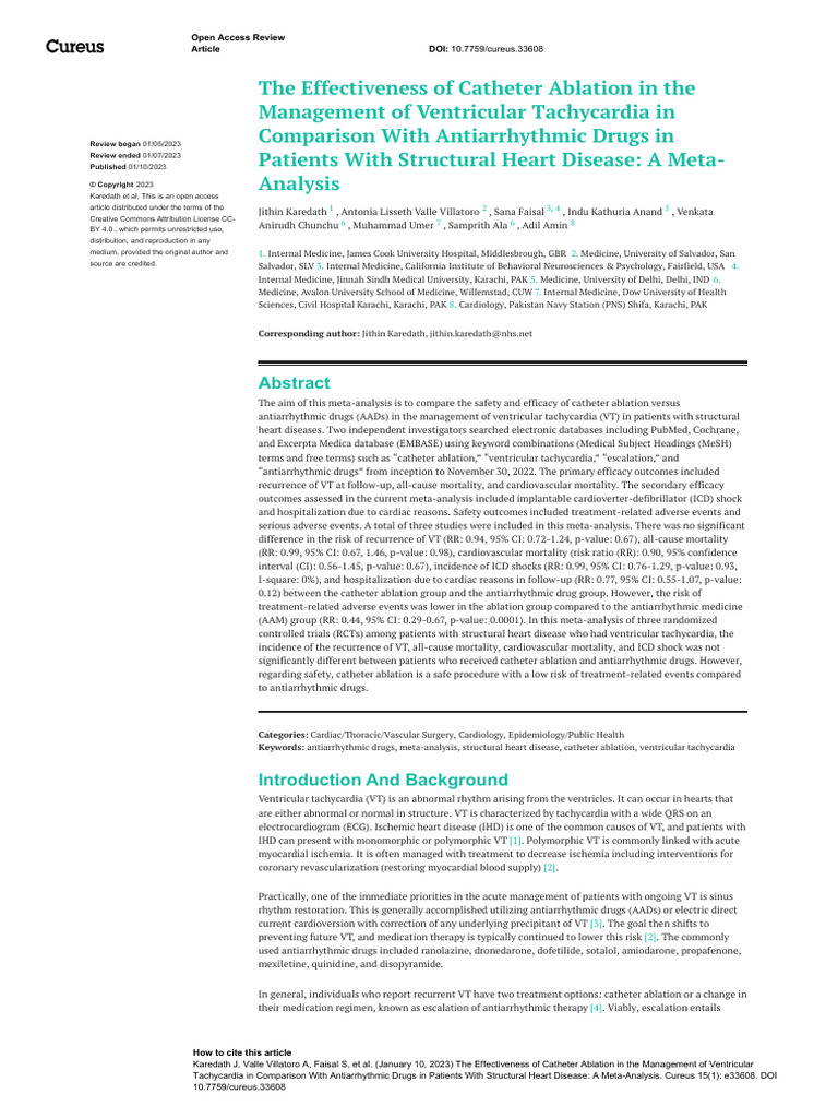 The Effectiveness of Catheter Ablation I | PDF | Medicine ...