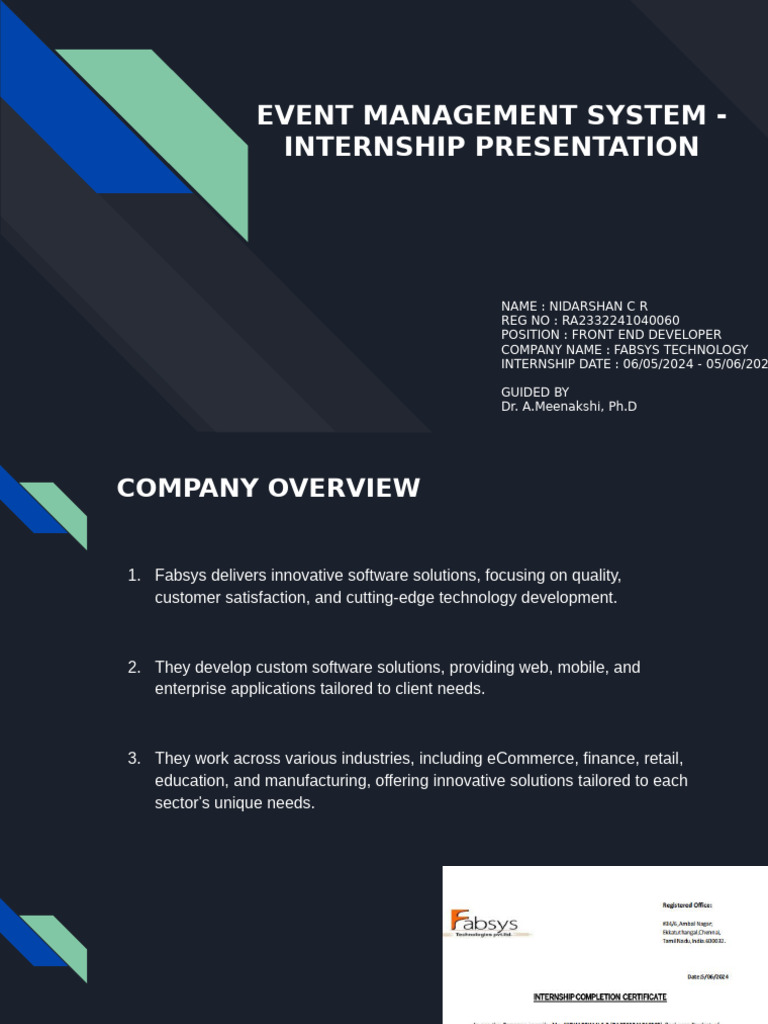 Front End Developer Internship Overview | PDF | Software Development ...
