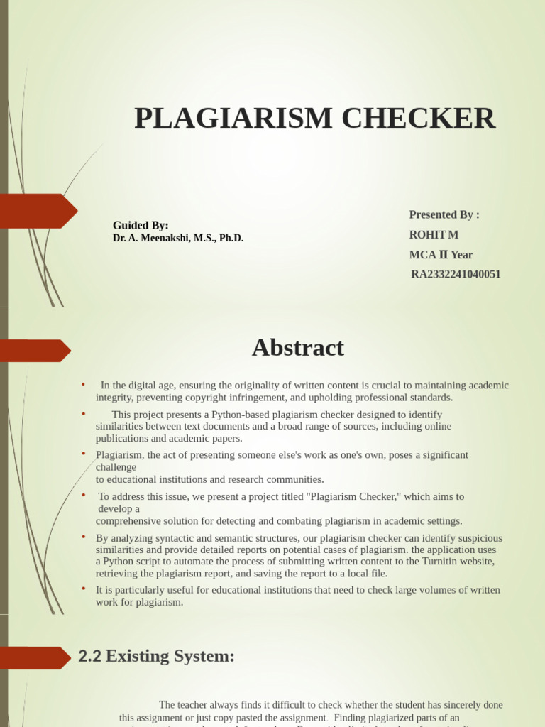 Mini - Project - Final (1) .PPTX (Read-Only) . | PDF | Plagiarism ...