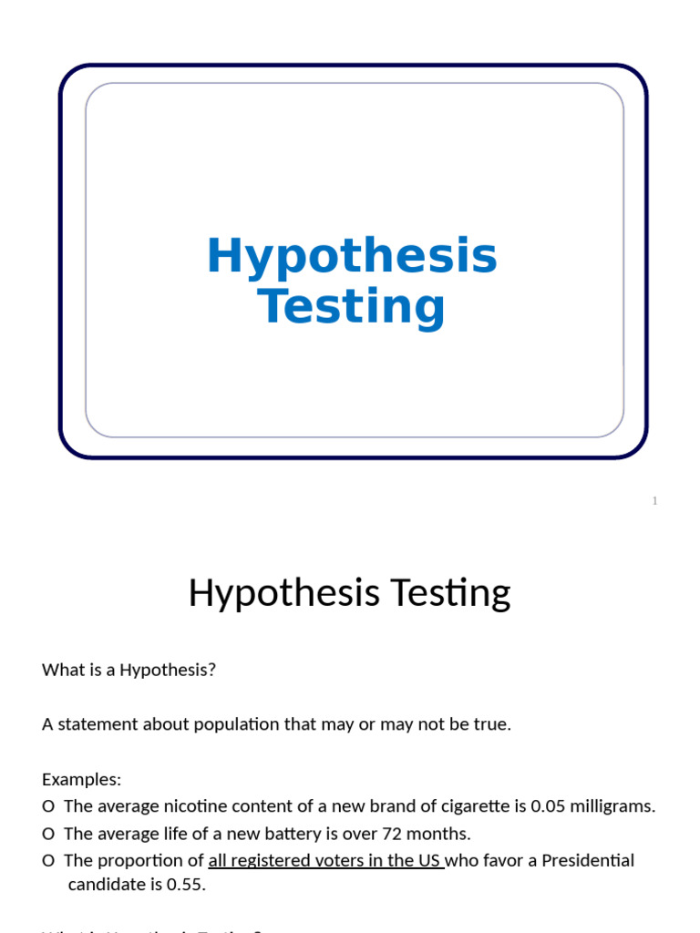 Understanding Hypothesis Testing Basics | PDF | Type I And Type Ii ...