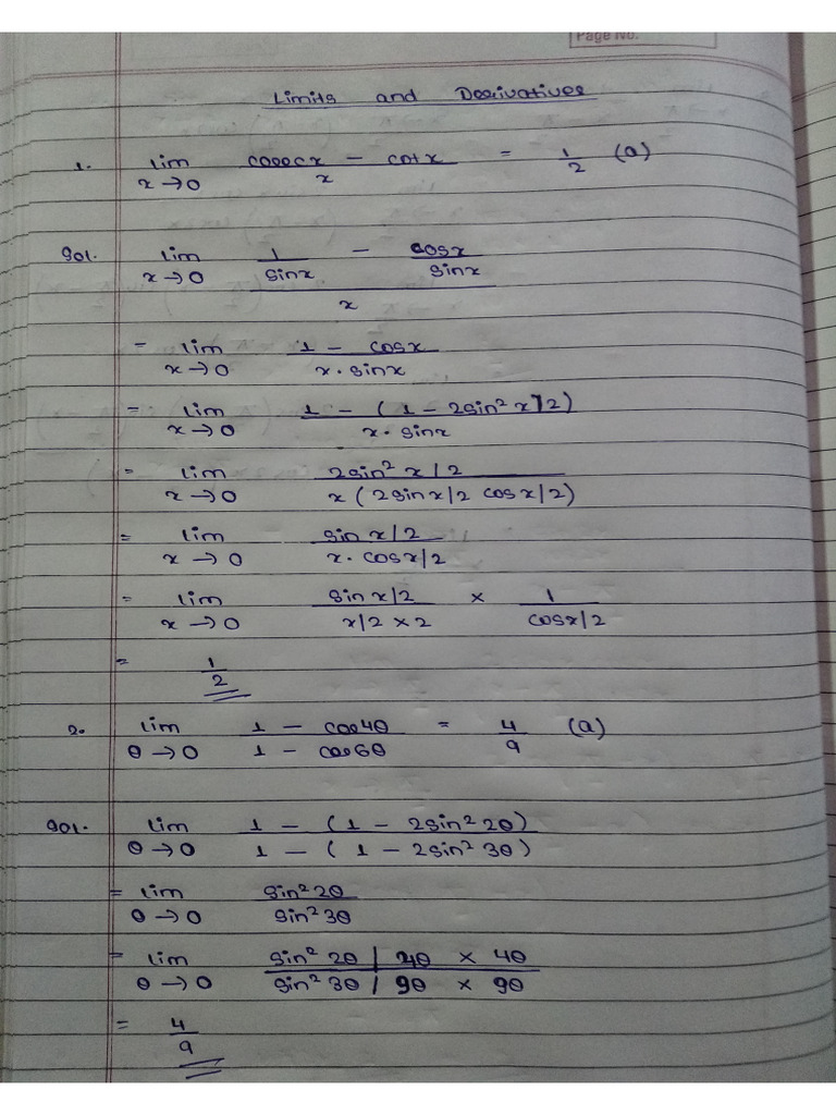 Limits And Derivatives Pdf