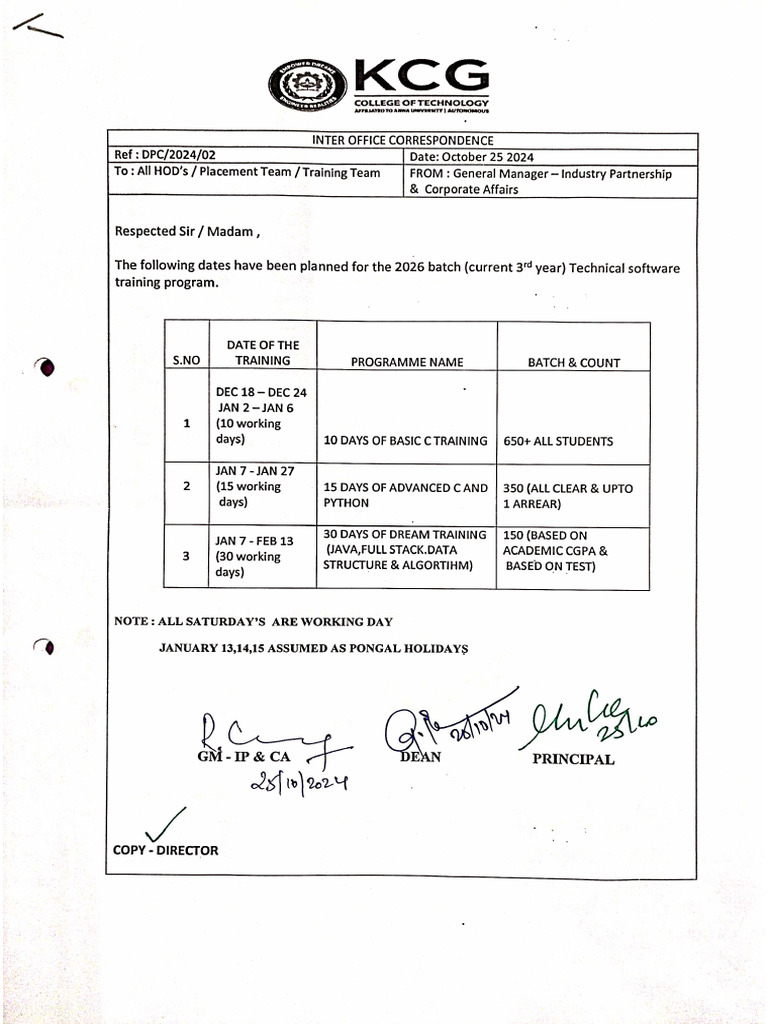 III Year Software Technical Training Circular | PDF