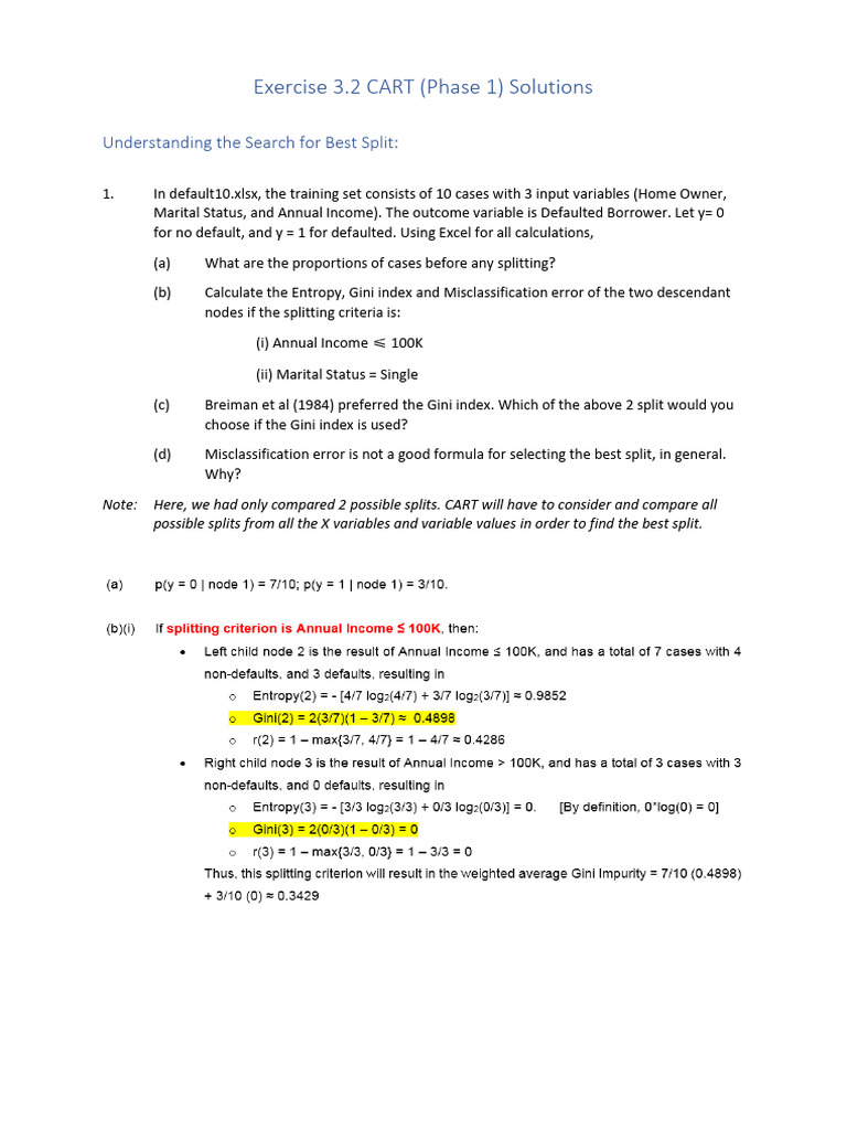 CART Phase 1: Best Split Analysis | PDF | Teaching Methods & Materials