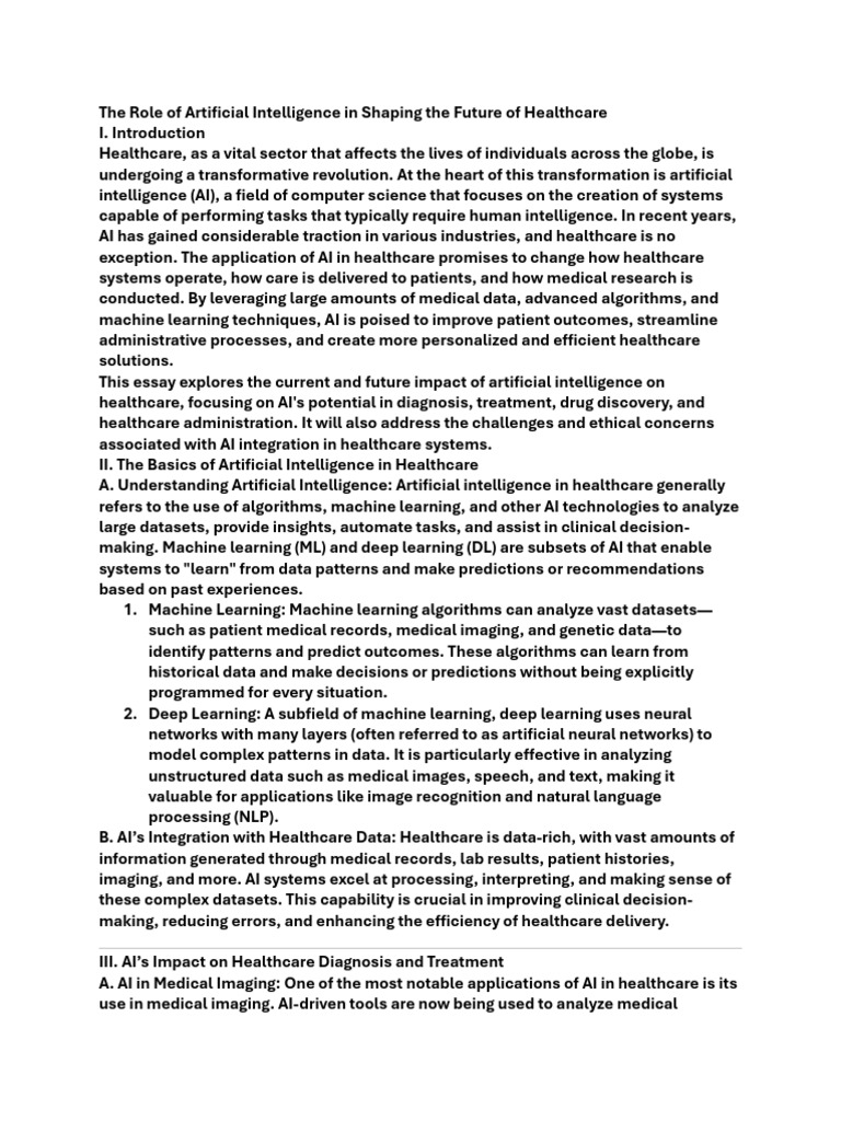 The Role of Artificial Intelligence in Shaping The Future of Healthcare ...