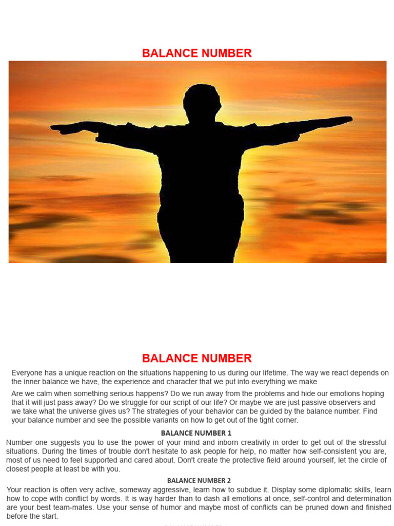 Balance Number | PDF | Emotions | Feeling