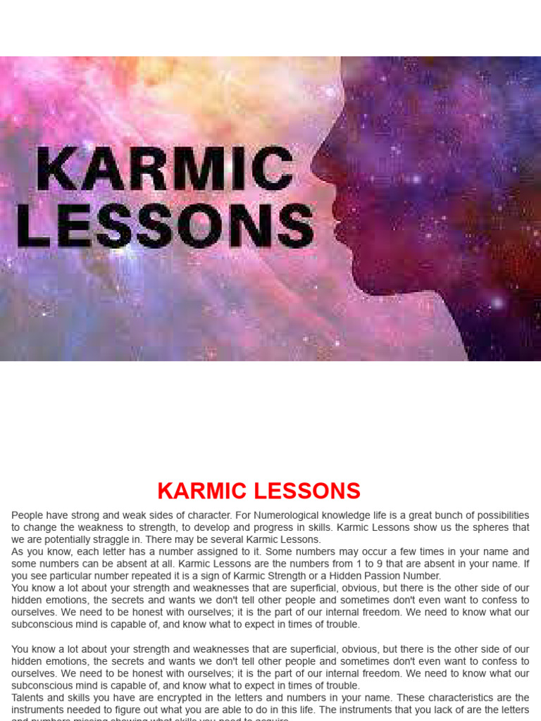 KARMIC LESSONS | PDF | Feeling | Love