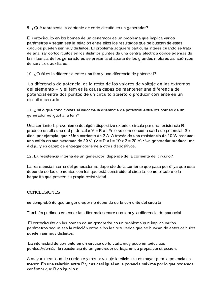 Cortocircuito y FEM en Generadores | PDF