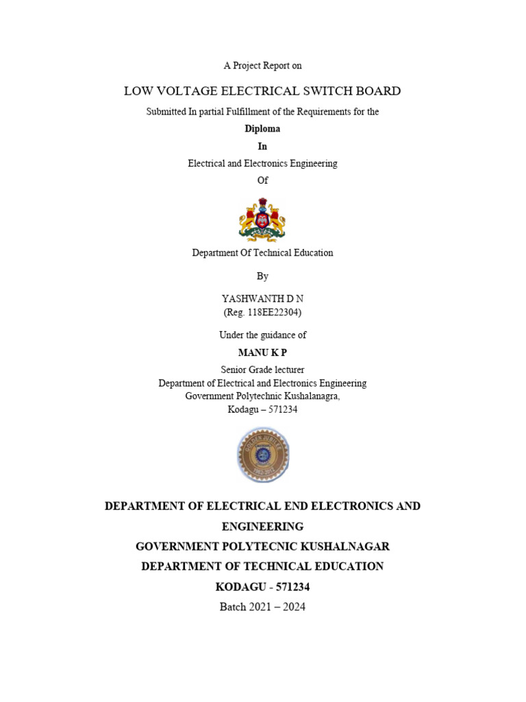 Diploma Electrical Project Report | PDF | Rivet | Screw
