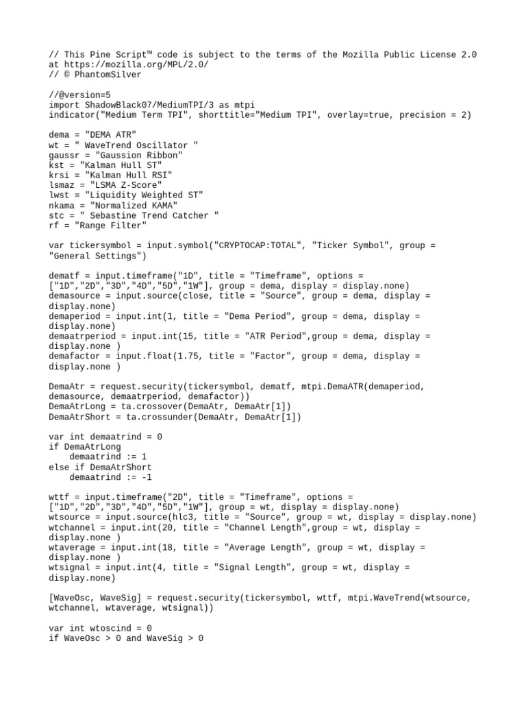 Medium Term TPI Pine Script Code | PDF | Computer Engineering | Electronics