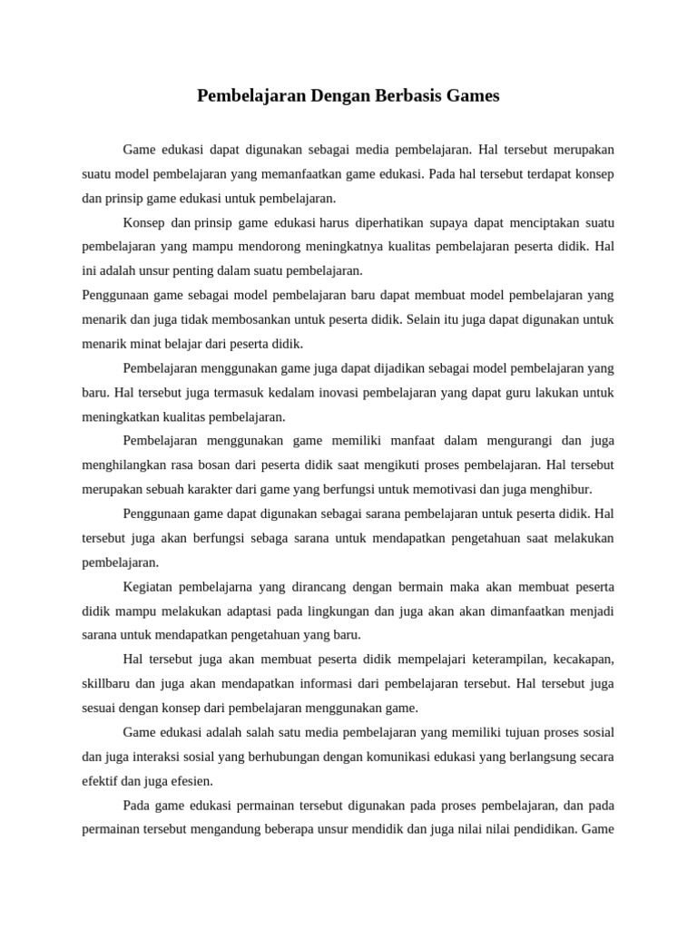 Game Edukasi Untuk Pembelajaran Pdf Karier Perkembangan