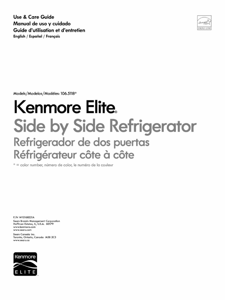 Kenmore Side By Side Refrigerator Manual
