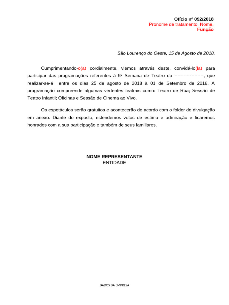 Modelo de Oficio | PDF | Negócios