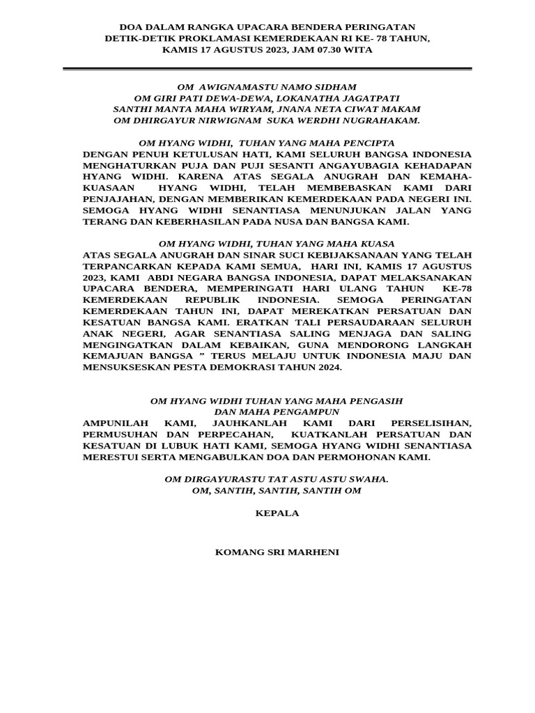 Doa Detik Proklamasi 2023 Pdf Politik Ilmu Sosial