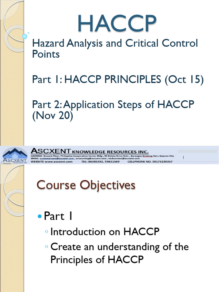 Haccp Training Part 1 Webinar | PDF | Hazard Analysis And Critical ...