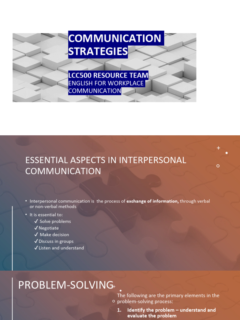 Week 3 - Communication Strategies | PDF | Communication | Human ...