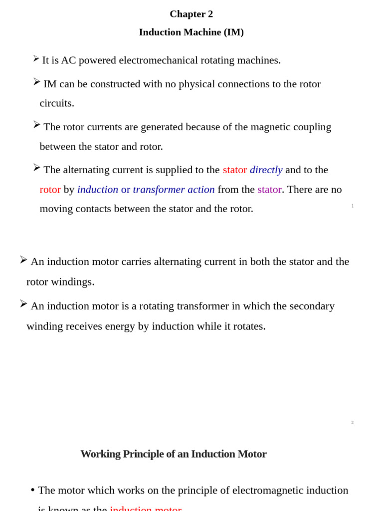 Chapter Two IM | PDF | Electric Motor | Electromagnetic Induction