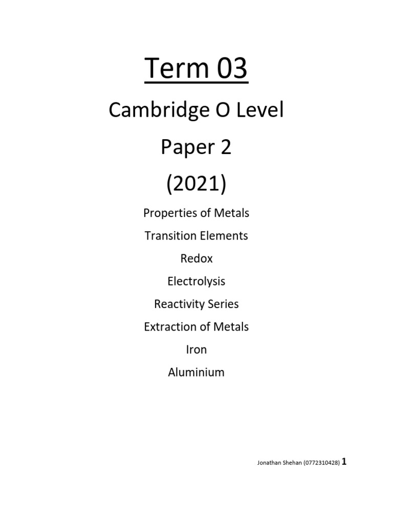OL Cambridge Term 3 | PDF | Science & Mathematics
