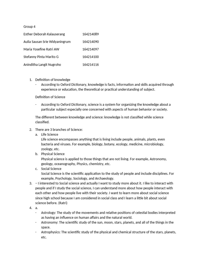 Philosophy of Science - Group 4 | PDF | Science | Social Sciences