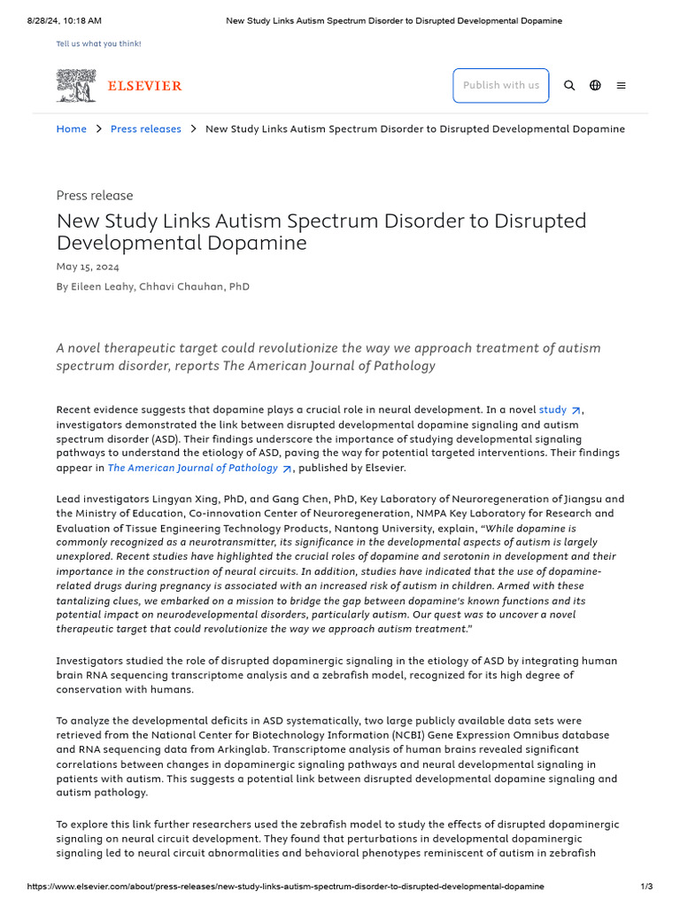 New Study Links Autism Spectrum Disorder To Disrupted Developmental ...