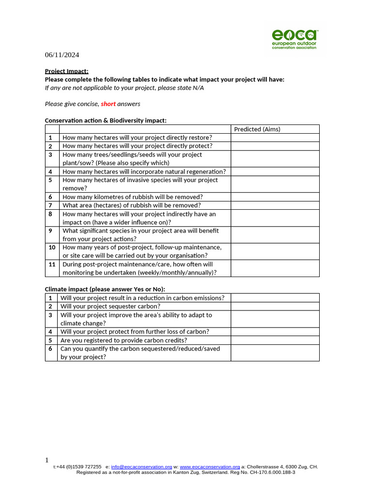 Predicted Project Impact Table | PDF | Economy And The Environment ...
