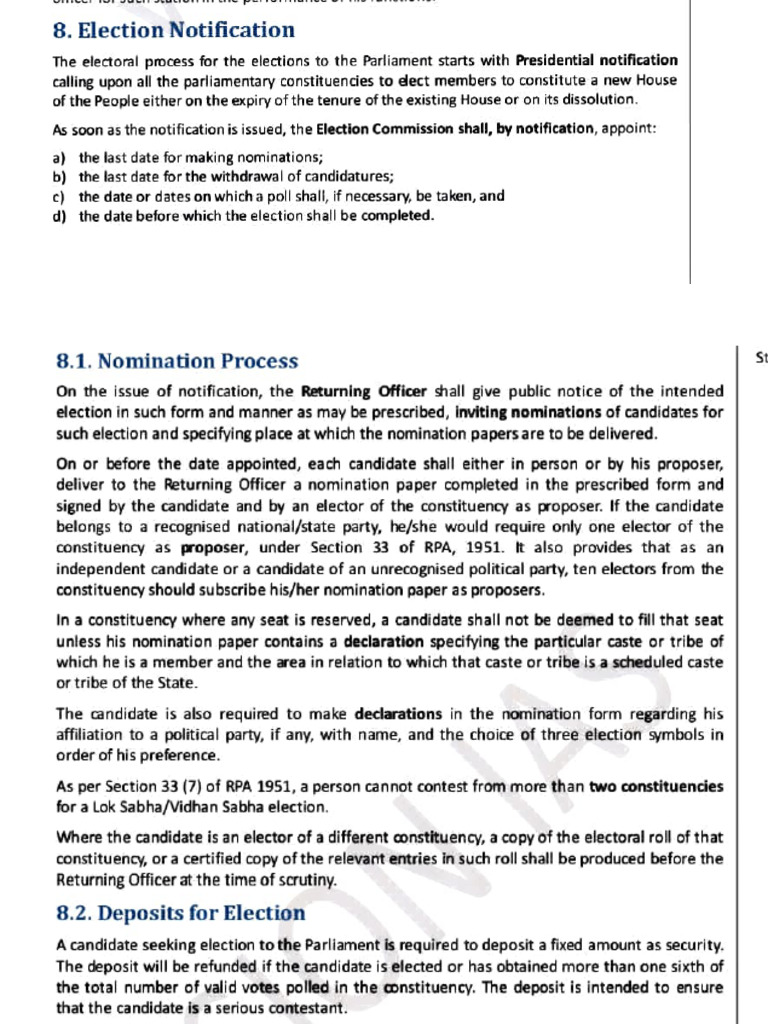Process of Lok Sabha Election | PDF | Voting | Democracy