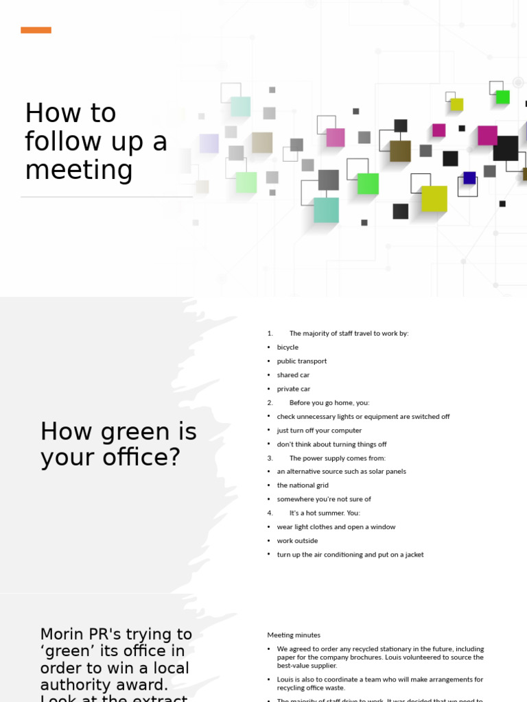 Meeting Follow-Up for Green Office Initiative | PDF | Public Transport ...