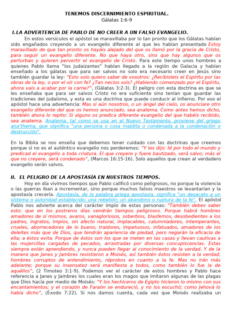 TENEMOS DISCERNIMIENTO ESPIRITUAL 07 Oct | PDF | Cristo (título) | Biblia