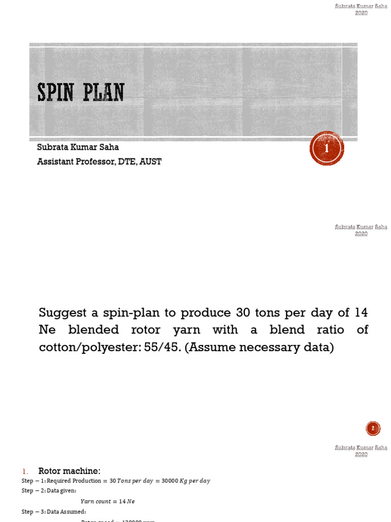 Spin Plan | PDF | Materials | Textiles