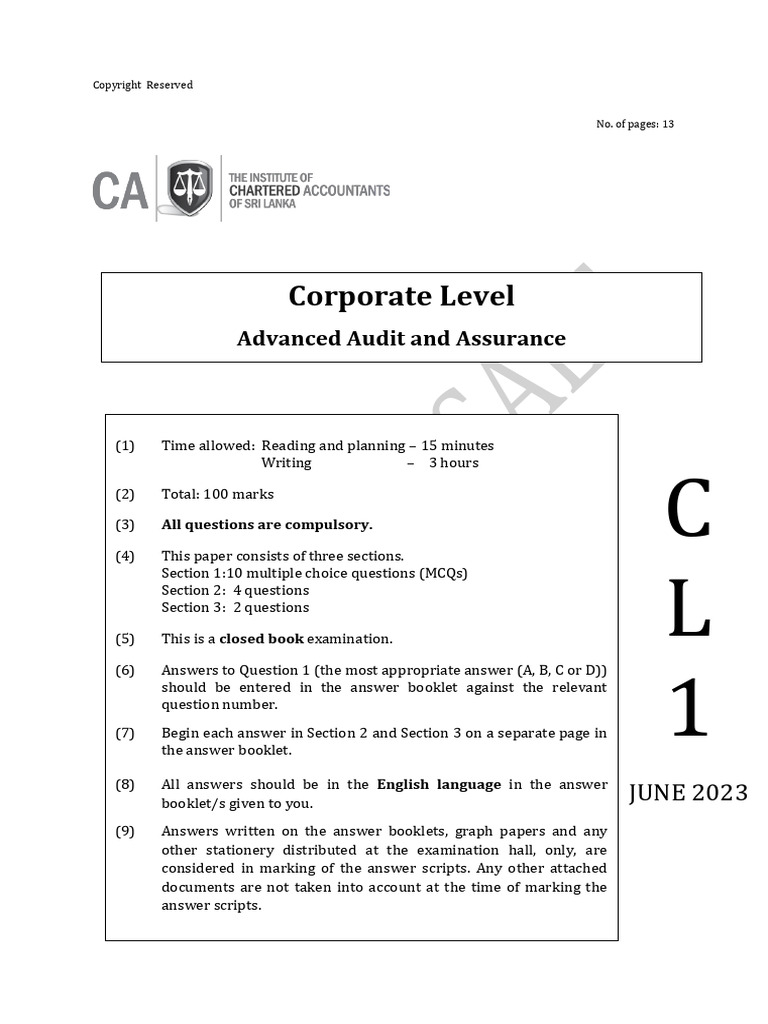 2023 6 11 145 Cl1 Advanced Audit And Assurance June 2023