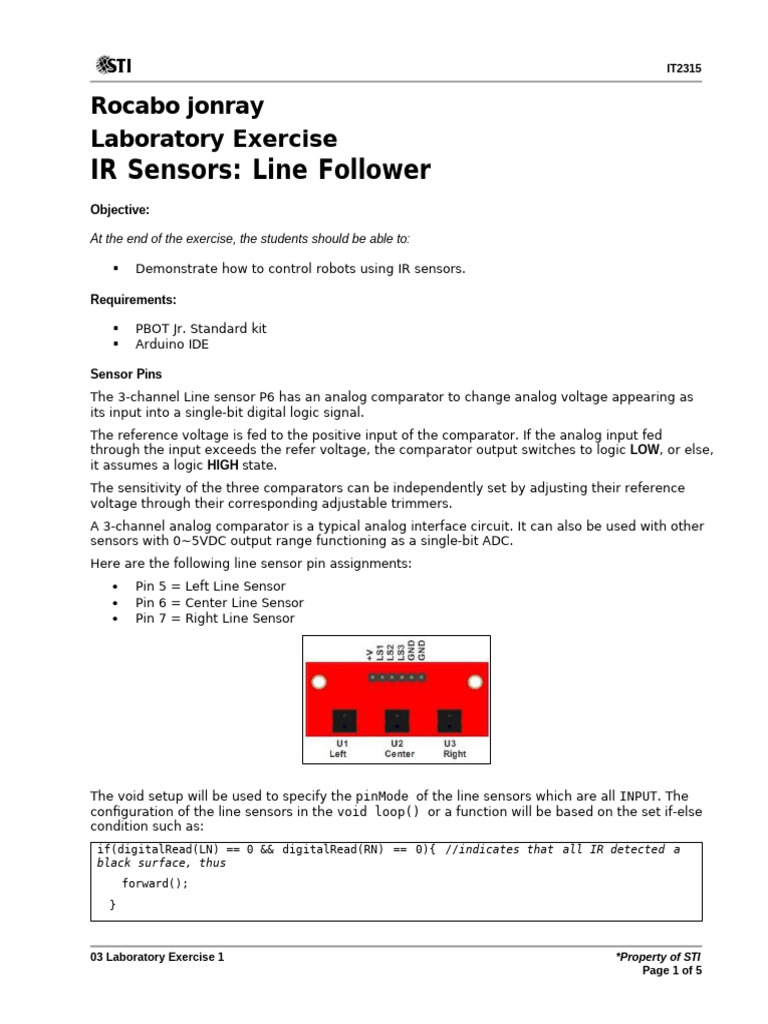 IR Sensor Line Follower Lab Guide | PDF | Sensor | Electrical Circuits