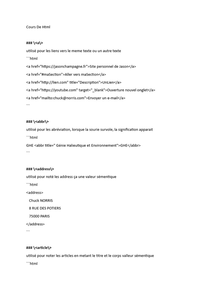 Cours de HTML | PDF | Informatique | Logiciel