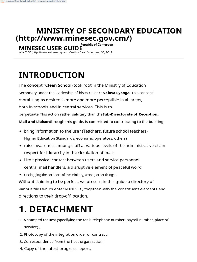 MINESEC User Guide for Education Procedures | PDF | Marriage | Diploma