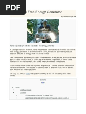 8 Kapanadze Free Energy Generator