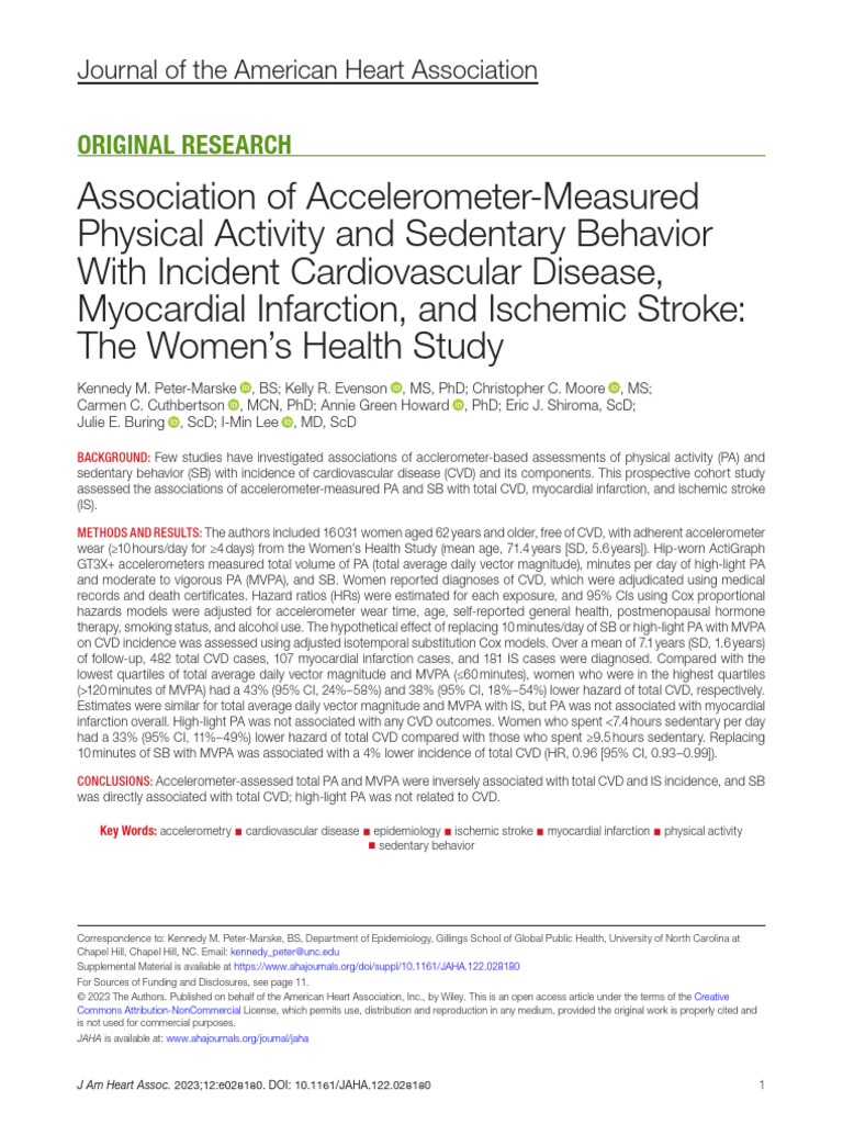 Association of Accelerometer-Measured Physical Activity and Sedentary ...