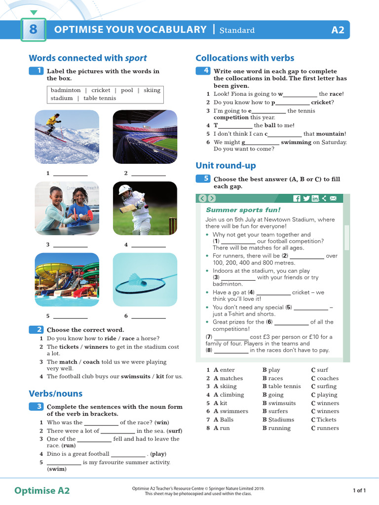 OPT A2 U08 Vocab Standard | PDF | Linguistic Morphology | Syntax