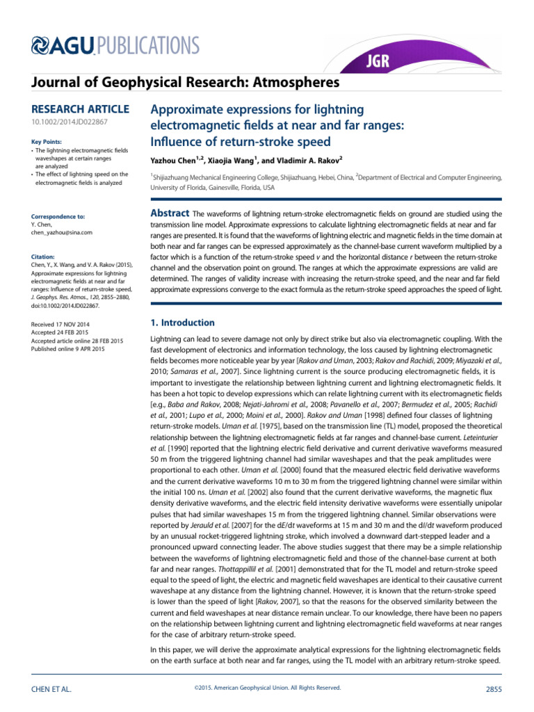 Lightning Electromagnetic Fields Analysis | PDF | Electromagnetic ...
