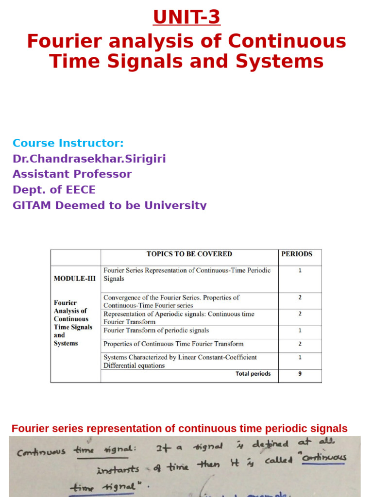 Fourier Analysis of Continuous Signals | PDF