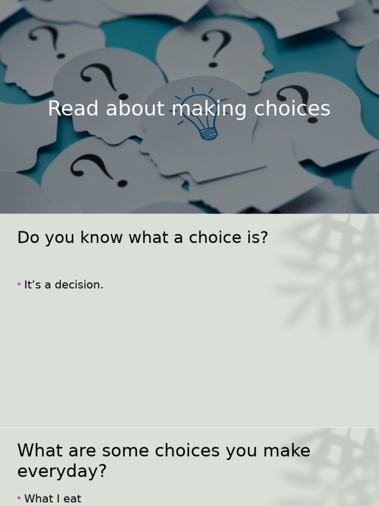 Read About Making Choices | PDF | Self-Improvement