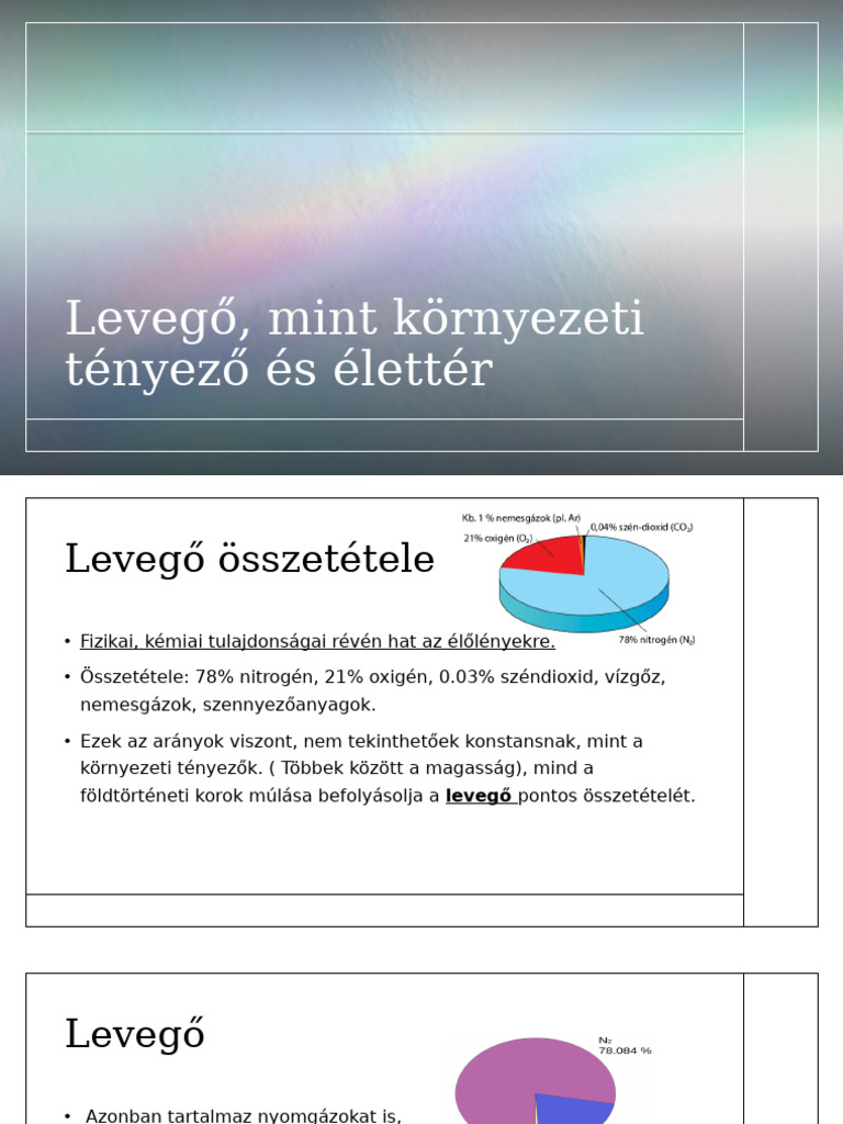 Levegő, Mint Környezeti Tényező És Élettér | PDF